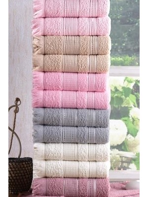 Ecovibe Tekstil Shiny 6'lı 50X90 cm El&yüz Havlu Seti Pembe