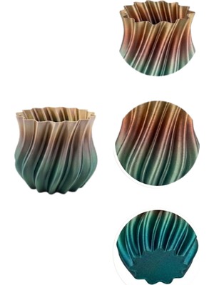 Koyu Metalik Kıvrımlı 3D Vazo Minimal Lüks Ev Ofis Dekoru - Lisinya