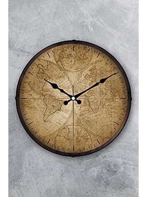 Bistopia 36 cm Gerçek Cam Akar Saniye Sessiz Mekanizma Dekoratif Duvar Saati