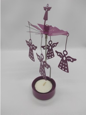 Bistopia Isı Ile Dönen Melek Mumluk Seti (Mor)