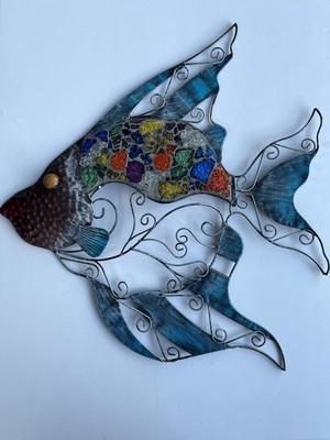 Bistopia Dekoratif Metal Duvar Panosu – Mozaik Desenli Balık Tasarımı