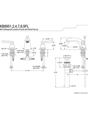 Bistopia Pirinç KB8952FL Royale-Breitgefaechert Mini Banyo Musluk Pirinç -Akım, Pirinç Cilalı