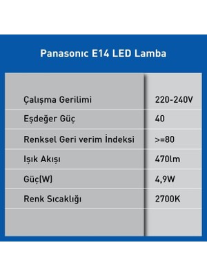 Daders Home LED E14 LED Lamba, Sarı Işık, 4,9W 470LM 2700K