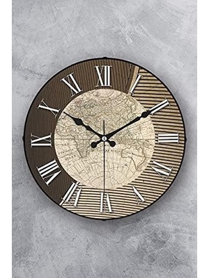 Bistopia 36 cm Dekoratif Gerçek Cam Sessiz Mekanizma Duvar Saati