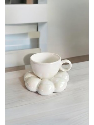 Daders Home Life 95 ml Papatya Şekilli Seramik Beyaz Türk Kahvesi Fincan Takımı MIT1156