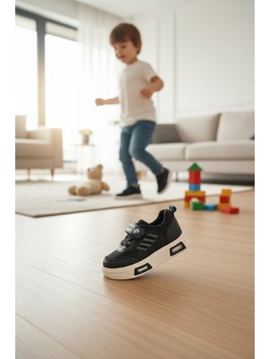 Enoch Çocuk Ortopedik Tabanlı Esnek Fileli Cırt Cırtlı Dinamik Sneaker Ayakkabı