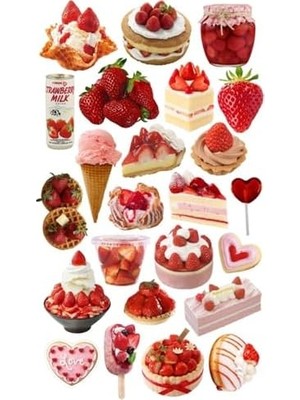 Bistopia Strawberry Çilek Rüyası Tablet Telefon Laptop Bullet Journal - Suya Dayanıklı Etiket