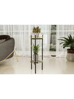 Vivense Bino Bahçe Balkon Çiçeklik Saksı Standı, 2 Katlı, Siyah