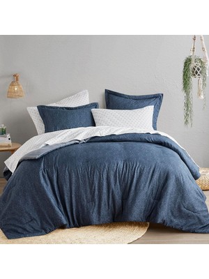 Daders Home Spaces Yorgan Seti - 3 Adet (1 Mikrofiber Yorgan ve 2 Kılıf) Çiftlik Evi Yatak Yorganı Tüm Mevsimler Için Nevresim Takımı, Hafif Katı Yatak Yorgan Takımları, /cal, Lacivert