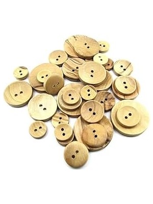 Bistopia Tahta Dikme, 2 Delik Çanak Model, Doğal Ahşap, Zeytin AĞACI,100 Adet 20MM-32L