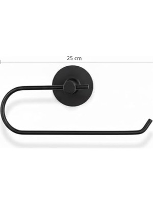 Bistopia Mat Siyah Kağıt Havluluk – Duvara Monte Metal Tuvalet Kağıdı, Kağıt Havlu Askısı 25 Cm, Güçlü Yapışkanlı Duvara Montaj