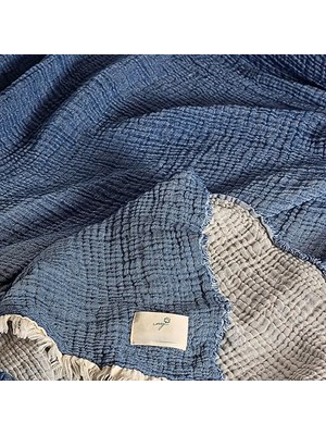 Daders Home Tekstil - Müslin Pike Tek Kişilik, 100% Pamuk 4 Katlı Kaliteli Müslin Yatak Örtüsü, Dekoratif Şık Yumuşak Hafif Yazlık Pike (Lacivert, Tek Kişilik 160X220 Cm)