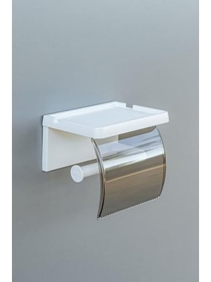 Daders Home Yapışkanlı Kapaklı Tuvalet Kağıdı Askısı Banyo Tuvalet Kağıtlığı Aparatı Peçetelik Organizer Plastik, Beyaz