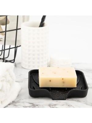 Daders Home Silikon Mutfak, Banyo Su Giderli Vantuzlu Esnek Sabunluk Siyah Renk