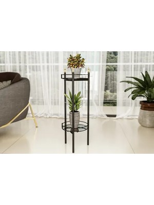 Vivense Bino Saksılık Bahçe Balkon Standı, 2 Katlı, Siyah