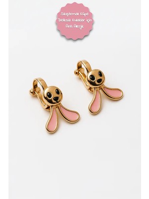 Makewell Sevimli Kurabiye Adam Sıkıştırmalı Küpe Kulak Deldirmeden Takılan Doğum Günü Hediyesi