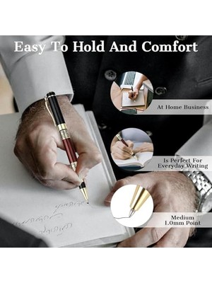 Daders Home Tükenmez Kalem, 0.5mm Uçlu 2 Adet Siyah Mürekkep Yedekli, Şık Hediye Kutusunda, Krom Detaylı Lüks Tükenmez Kalem Seti, Öğrenci, Yönetici ve Öğretmenler Için Hediye Kalem