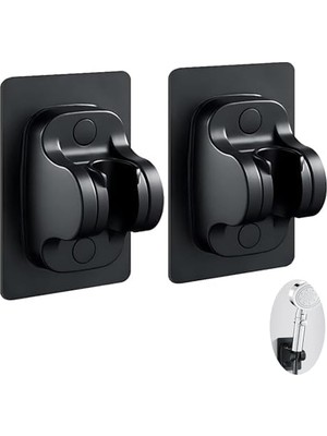 Daders Home Duş Başlığı Tutacağı, 2 Adet Ayarlanabilir Banyo Duş Başlığı Braketi, Çıkarılabilir El Duşu ve Duvara Monte Emniyetli Tutucu, Metal Yapışkanlı Duş Başlığı Tutacağı (Siyah)