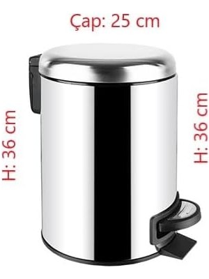 Daders Home Paslanmaz Pedallı Çöp Kovası Krom 12 Lt (000302)
