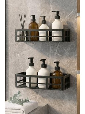 Daders Home Yapışkanlı Duş Rafı – 2 Adet Paslanmaz Banyo Şampuanlık Organizer | Delmeden Montaj | Geniş Kapasiteli Duş Organizeri | Siyah Plastik Raf – Banyo Mutfak Uyumlu