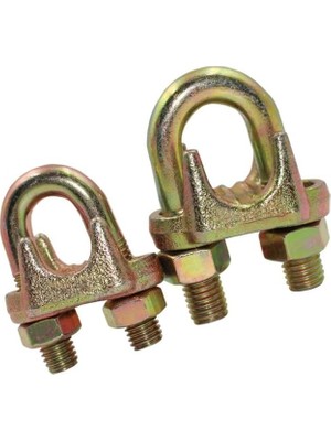 Daders Home Çelik Halat Kelepçesi 6mm A Tipi, Sarı Paslanmaz Galvaniz Kaplama (12 Adet)