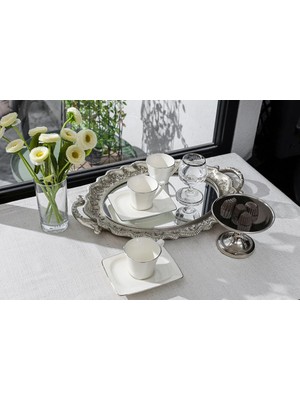 Daders Home Riva Platin 6 Kişilik Kahve Takımı 75CC