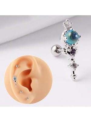 Daders Home Mıth Sb Takı Cerrahi Çelik Tragus Piercing, 1.2mm Bar Kalınlığı, 316L Paslanmaz Çelik, Gümüş Renk, Tekli