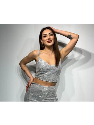 362 Fashion Butik Payetli Crop Büstiyer