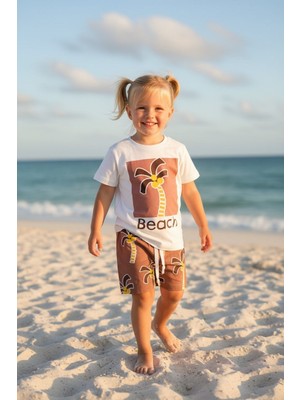 Butik Kız Çocuk %100 Pamuklu Şortlu Alt - Üst 2'li Takım