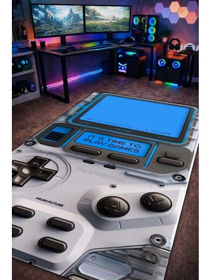 Gxeart Mavi Retro Oyun Konsolu Tasarım Yıkanabilir Kaymaz Taban Halı