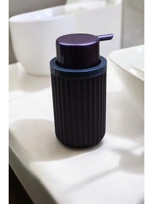 Daders Home 3 Parça Sert Plastik Banyo Seti/sıvı Sabunluk, Diş Fırçalık ve Katı Sabunluk-Mürdüm