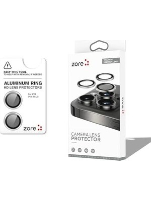 Daders Home Zore Ile Uyumlu 16 16 Plus Cl-12 Premium Safir Parmak Izi Bırakmayan Anti-Reflective Kamera Lens Koruyucu Gümüş