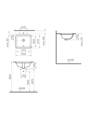 Daders Home S20 5473B003-0618 Tezgah Altı Lavabo 45 Cm, Beyaz