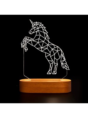 Daders Home 3 Boyutlu LED Masa Lambası - 60X140X30 mm - USB Bağlantılı Sarı Işık