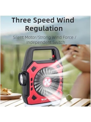 Daders Home Çok Fonksiyonlu Şarjlı Fanlı Kamp Lambası, Taşınabilir Işık, Kamp Yürüyüş Balıkçılık Acil Durum Deprem USB Şarj Edilebilir Vantilatör Fanlı Kamp Işığı