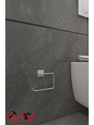 Daders Home Banyo Kare Krom Yapışkanlı Açık Tuvalet Kağıtlığı Wc Kağıtlık Tuvalet Kağıdı Askısı
