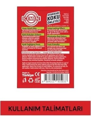 Daders Home Icemen Ayak Kokusu Giderici Toz, Ayak Bakım Deodorantı, Ayakkabı Tazeleme