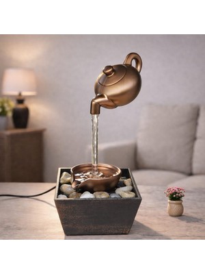Popüler Sepet Bronz Demlik Tasarımlı Dekoratif Su Şelalesi