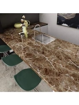 Daders Home Mermer Desenli Masa Tezgah Mutfak Su Geçirmez Yapışkanlı Folyo Kahverengi 5x0,6m