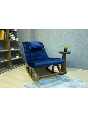 Vivense Miskin Sallanan Sandalye, Lacivert, Ahşap, Ceviz Ayak