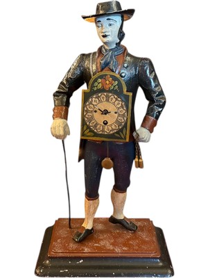 TT Antika Metal Clockman Saati Çalışır Durumda - 39 cm Boyunda