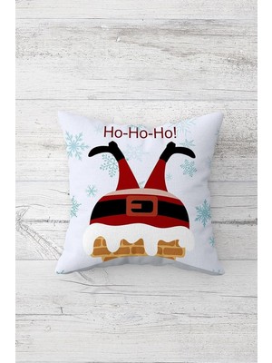 DMR Home Pelangi Baba Yılbaşı Çift Tarafı Baskılı Gizli Fermuarlı Yastık Kılıfı Kırlent Koltuk Yastık Kılıfı, Beyaz-Mavi-Kırmızı 45 x 45