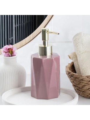 DMR Home 3205 Seramik Sıvı Sabunluk - Tezgah Üstü Banyo Mutfak Lavabo Sabunluğu - 250 cc Pudra