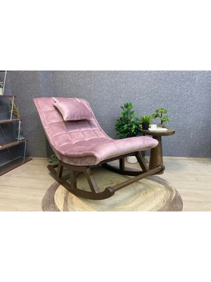 Vivense Miskin Sallanan Sandalye, Pembe, Ahşap, Ceviz Ayak