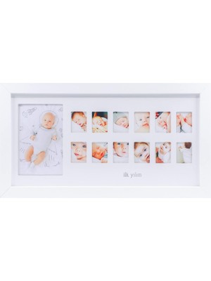 DMR Home Ilk Yılım Fotoğraf Anı Çerçevesi - Dekoratif Bebek Odası 12 Aylık Resim Hatıra Çerçevesi