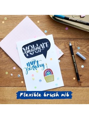 DMR Home 1340 Metalik Fırça Uçlu Keçeli Kalem, 6 Parlak Renkli Set, Esnek Fırça Ucu