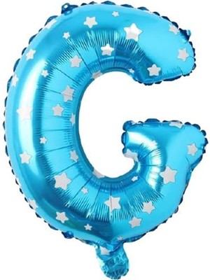 DMR Home G Harfi 16 Inç Mavi Yıldızlı Renk Folyo Balon 36 cm (Mavi)