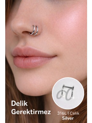 Sacce Scarves & Accessories Delik Gerektirmeyen Fake Piercing Halka – Burun Kulak Dudak Uyumlu 316 L Çelik