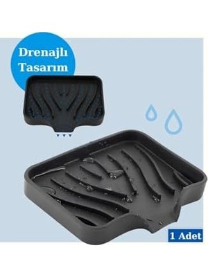 DMR Home Silikon Mutfak, Banyo Su Giderli Vantuzlu Esnek Sabunluk Turkuaz Renk