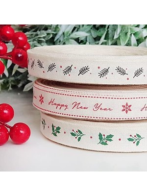 DMR Home Pamuk Şerit, Happy New Year, 1.5 cm 5 Metre